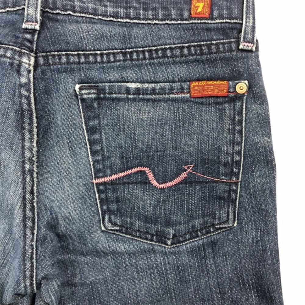 7 For All Mankind Sz 27 Pink Thread Bootcut Jeans - Picture 5 of 5